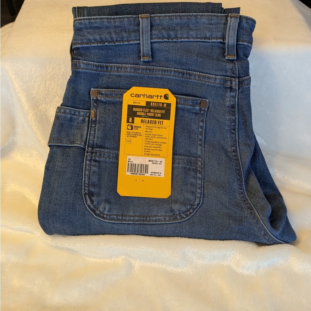 Carhartt Women’s Rugged Flex Relaxed Fit Double Front Jeans Size 12 Short NWT - Picture 11 of 12